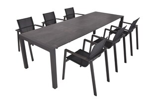 Garden Pleasure 7tlg. Garten Tischgruppe Sitzgruppe Stapelstuhl Stuhl Aluminium 