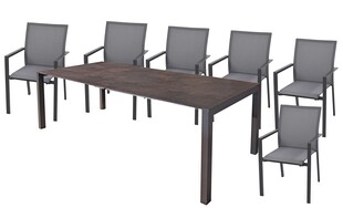 Garden Pleasure 7tlg. Garten Tischgruppe Sitzgruppe Stapelstuhl Stuhl Aluminium 