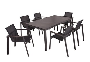 Garden Pleasure 7-tlg. Garten Tischgruppe Sitzgruppe Stapelstuhl Stuhl Metall 