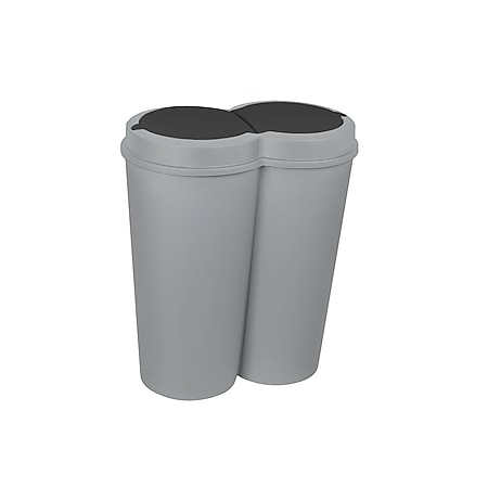 Duo Bin Abfalleimer 50l Müll Abfall Eimer 2x 25l Müllbehälter Mülltrennung grau 