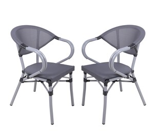 2er Set Stapelstuhl Toskana Garten Terrasse Stuhl Essstuhl Gartenmöbel grau 