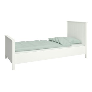 Landhaus Einzelbett 90x200 Bett weiß Kinder Jugendbett Gästebett Bettgestell 