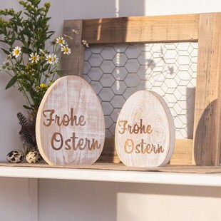 Deko-Ei Frohe Ostern 2er Set Osterfigur Figur Osterdeko Frühling Deko Dekoration 