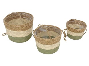 Pflanzampel Naturfarben 3er Set Blumenkasten Pflanzkorb Pflanzschale Blumentopf 