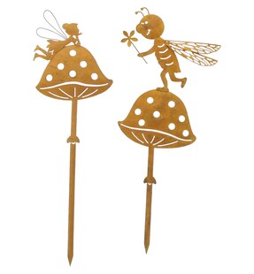 Gartenstecker Pilzfreunde 2er SetGartenschild Schild Garten Stecker Gartendeko 