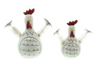 Huhn Federn 2er Set Deko Dekoration Figur Figuren Skulptur Frühling Sommer 