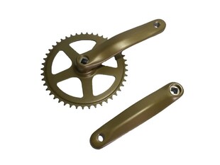 ALU Kettenradgarnitur Kurbelgarnitur Stahlkettenblatt 46 Zähne AL131mm in gold 