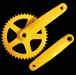 ALU Kettenradgarnitur Kurbelgarnitur Stahlkettenblatt 46 Zähne AL131mm in gelb 