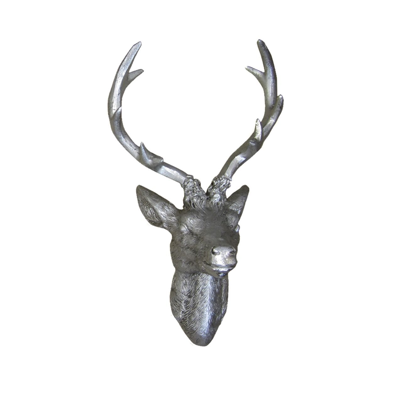 Hirschgeweih 10 Ender in Silber Hirschkopf Wand Deko Jagd Geweih 20 x 30cm 