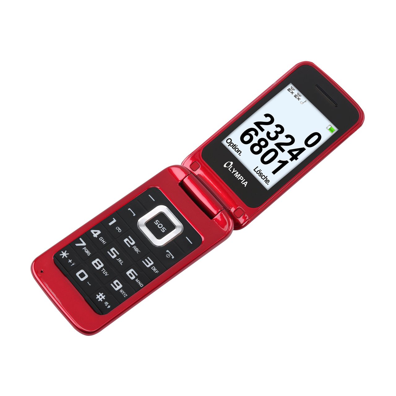 OLYMPIA Luna Senioren Mobiltelefon Handy mit gro&szlig;en Tasten Rot 