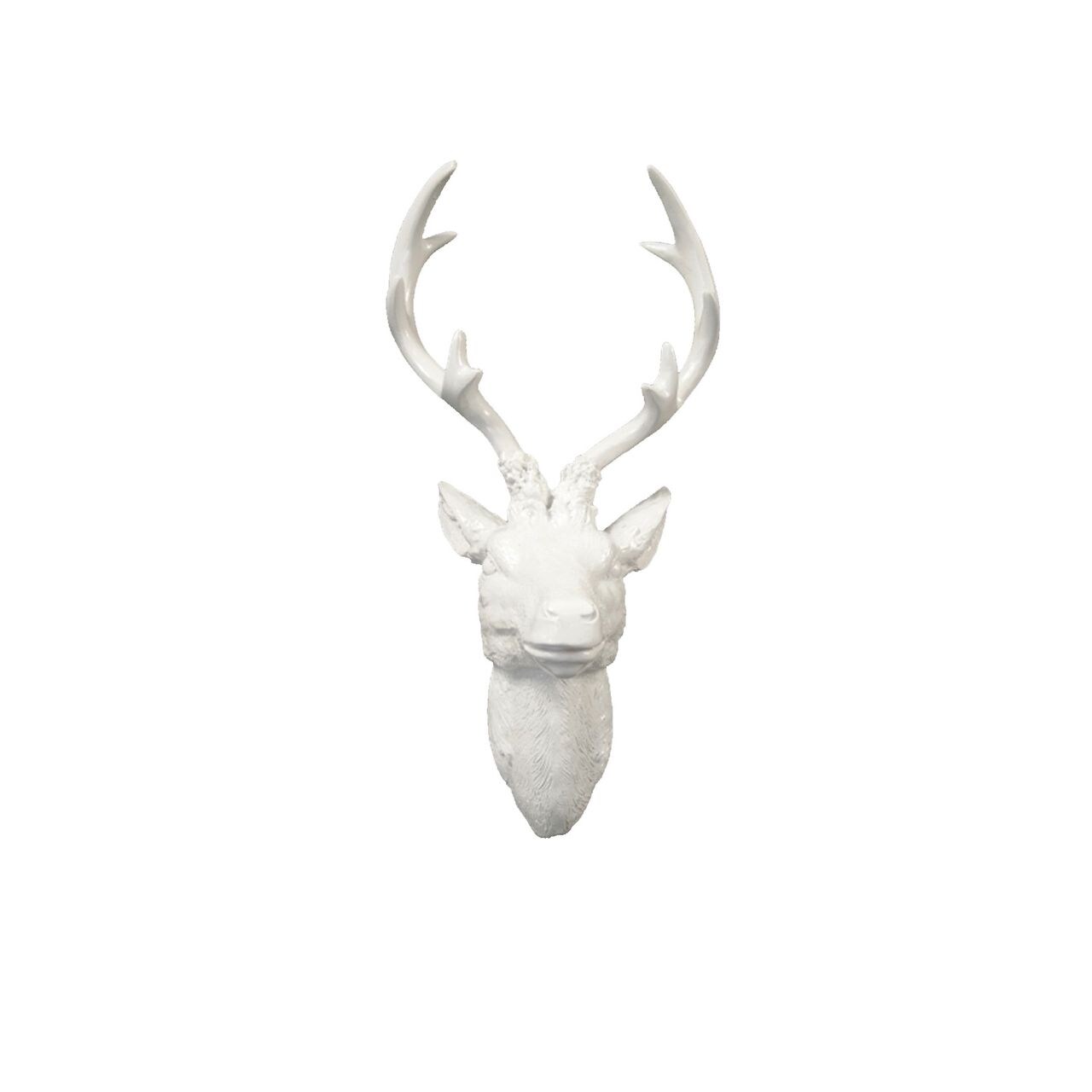 XXL Hirschgeweih Hirschkopf Geweih 10-Ender Weiß glänzend Optik 48x32x61cm