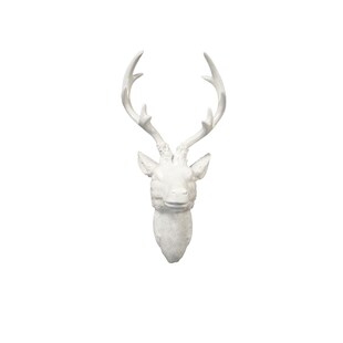 XXL Hirschgeweih Hirschkopf Geweih 10-Ender Weiß glänzend Optik 48x32x61cm 