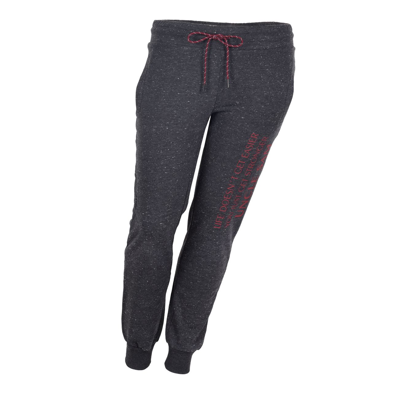 SAM Damen Bodypants mit rotem Print, S, Black Melange 