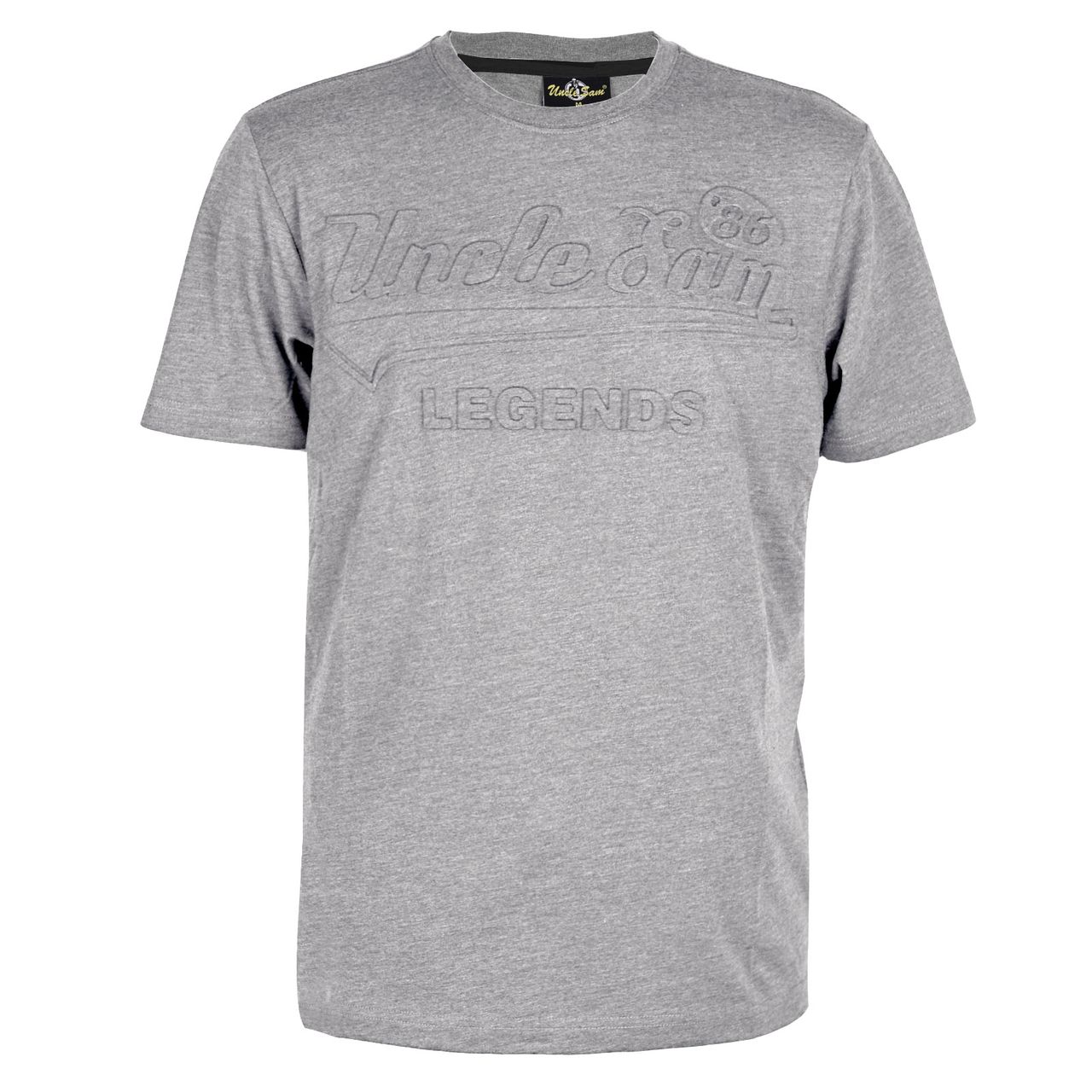 UNCLE SAM Herren T-Shirt, Pr&auml;ge Print, L, grey melange 