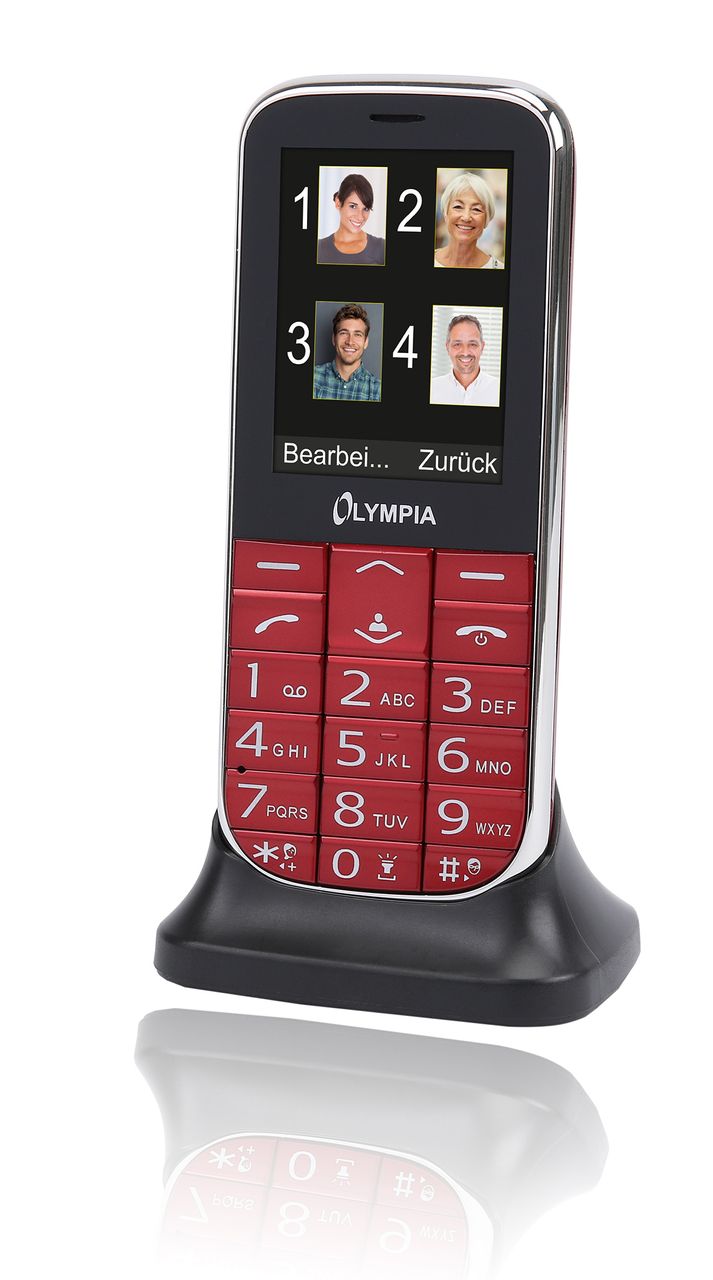 OLYMPIA Joy II Seniorenhandy  Rot, gro&szlig;e Tasten, H&ouml;rger&auml;tekompatibel 