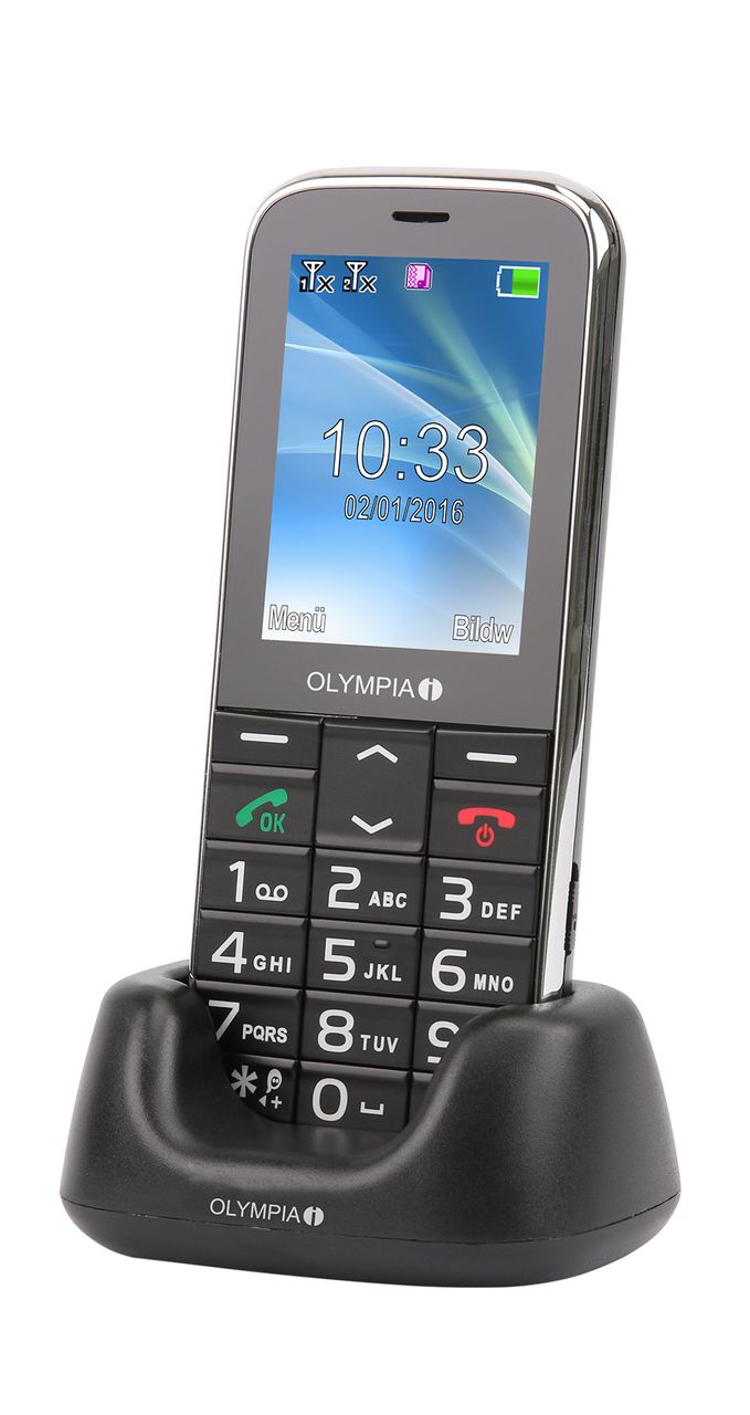 OLYMPIA Joy II  Seniorenhandy, schwarz, gro&szlig;e Tasten, H&ouml;rger&auml;tekompatibel 