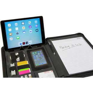 GENIE München A4 Schreibmappe mit Tabletfach Handyfach Konferenzmappe Aktenmappe 