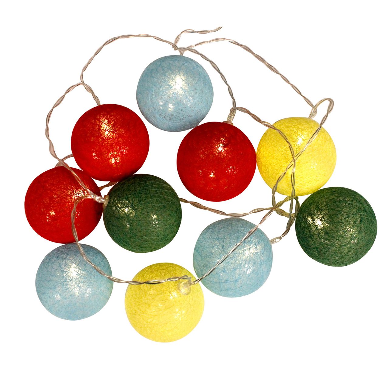 LEX 10er Raffia LED Kugel-Lichterkette, Bunt 