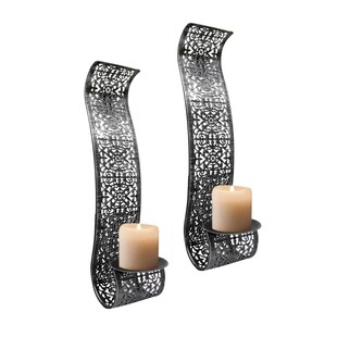 LEX 2er Set Wandkerzenhalter mit Glaskerzenhalter Farbe: schwarz 