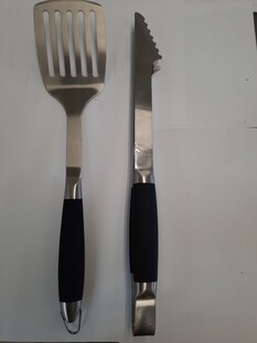 Grillbesteck 2-teilig XXL Wender 44,5 cm  und Zange 43cm aus Edelstahl 
