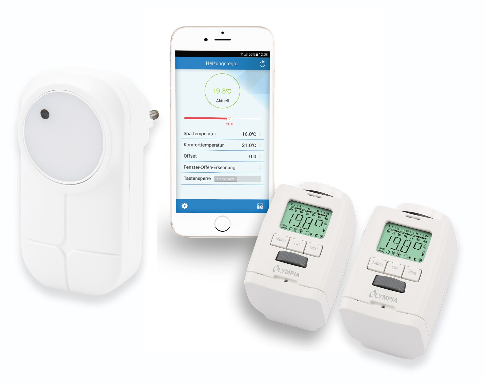 2 St&uuml;ck Heizk&ouml;rperthermostat Smart Home System mit Gateway und App Olympia 