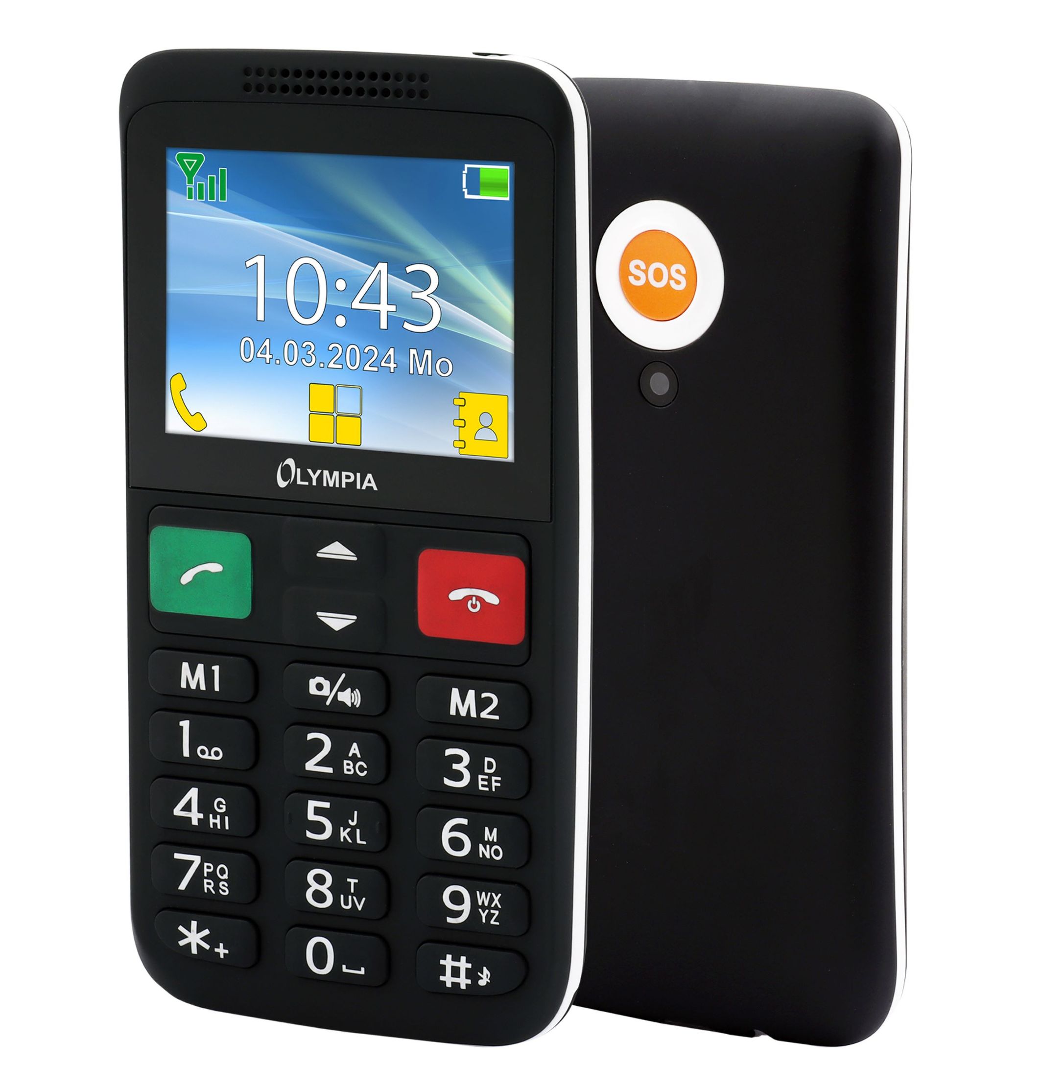 Komfort-Mobiltelefon LUX Gro&szlig;tasten 2,4" Farbdisplay SOS-Taste Dual-SIM Kamera Bluetooth FM-Radio Ladeschale maximale Benutzerfreundlichkeit 
