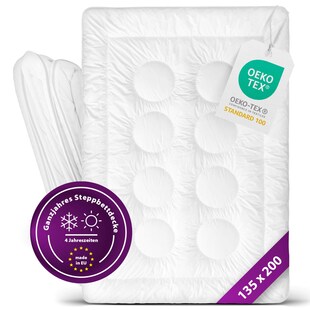 Deluxe Steppbettdecke Hotelqualität  135x200cm Allergiker geeignet 4 Jahreszeiten 