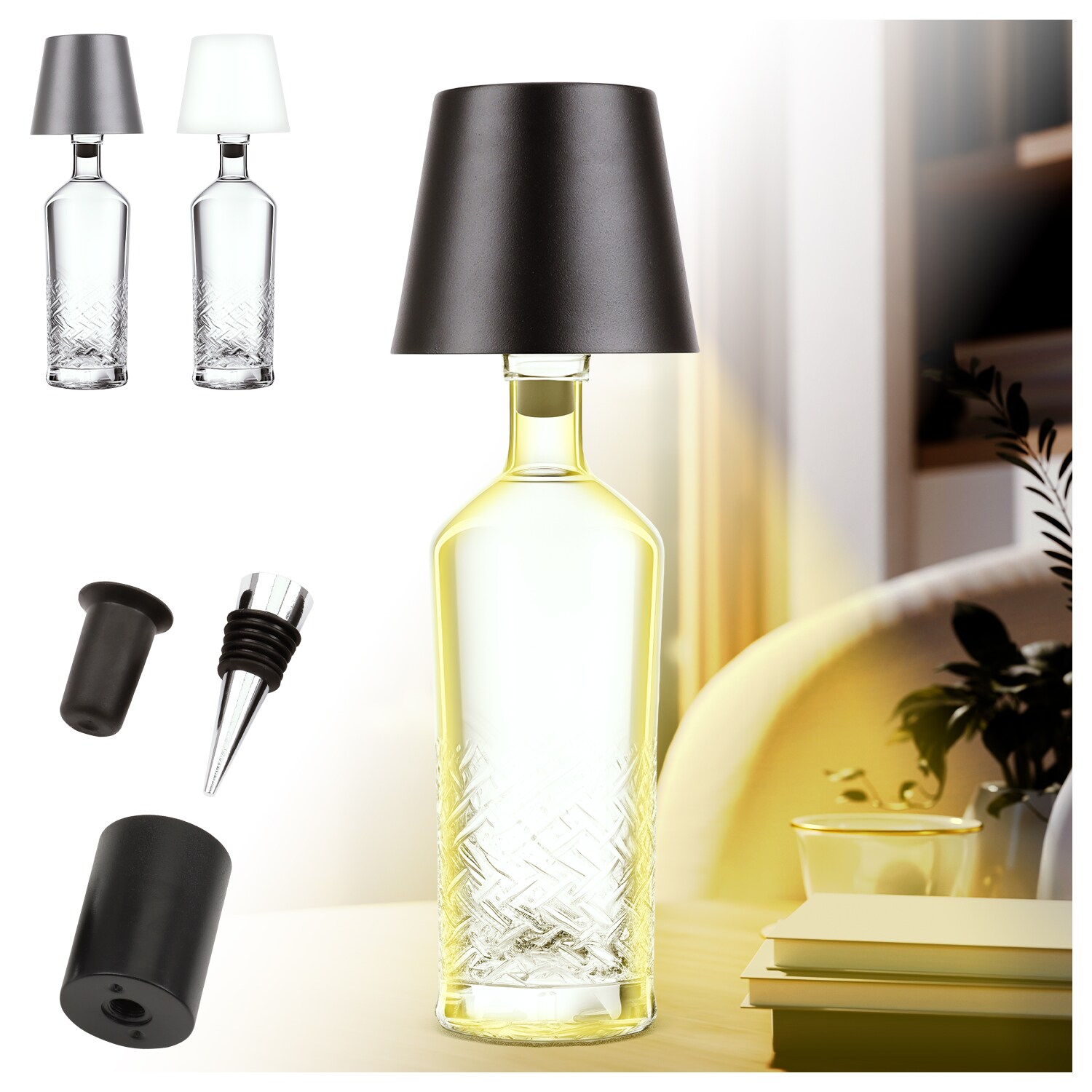 LED Flaschenlampe Bottle Light V2442 &ndash; Dimmbare Deko-Leuchte mit 3 Lichtfarben und TOUCH-Funktion f&uuml;r Innen & Au&szlig;en schwarz 