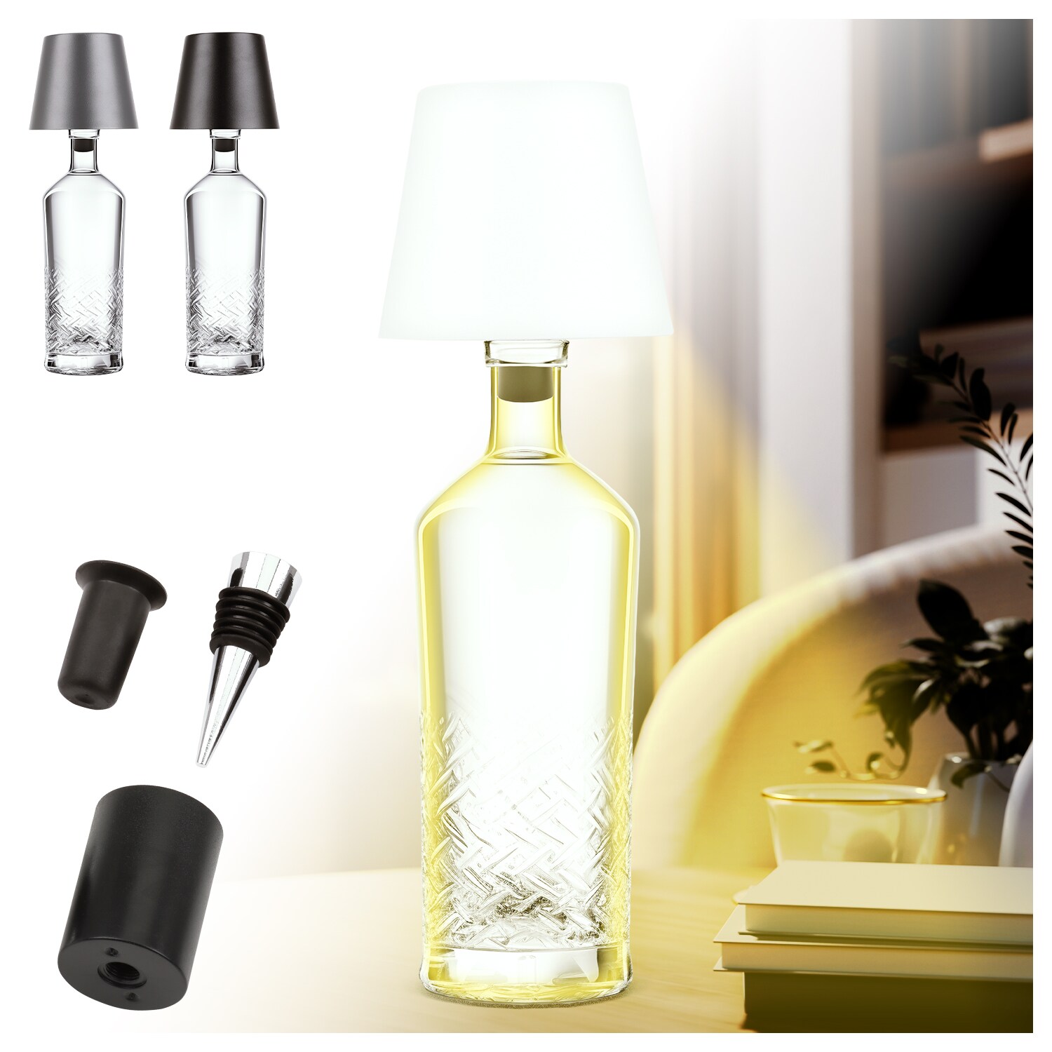 LED Flaschenlampe Bottle Light V2442 &ndash; Dimmbare Deko-Leuchte mit 3 Lichtfarben und TOUCH-Funktion f&uuml;r Innen & Au&szlig;en wei&szlig; 