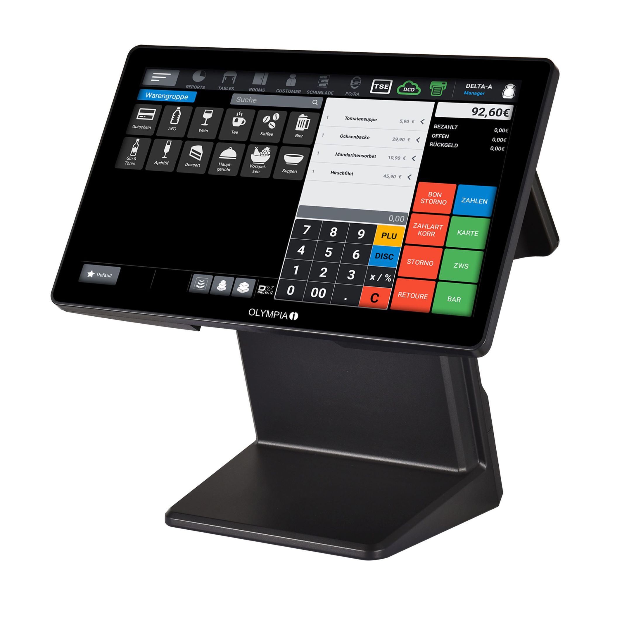 Olympia T400 Registrierkasse mit 15,6 Zoll Touchdisplay Handel & Gastro Kundendisplay 