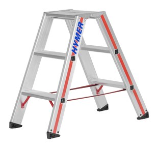 Hymer Stufenstehleiter 2x3 Sprossen beidseitig begehbar, verstärkte Stufen 