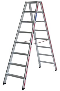 Hymer Stufenstehleiter 2x6 Sprossen beidseitig begehbar, verstärkte Stufen 