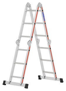 Hymer Mehrzweckleiter mit Arbeitsbühne 4x3 Sprossen, Holm 60 mm, Alu Leiter 