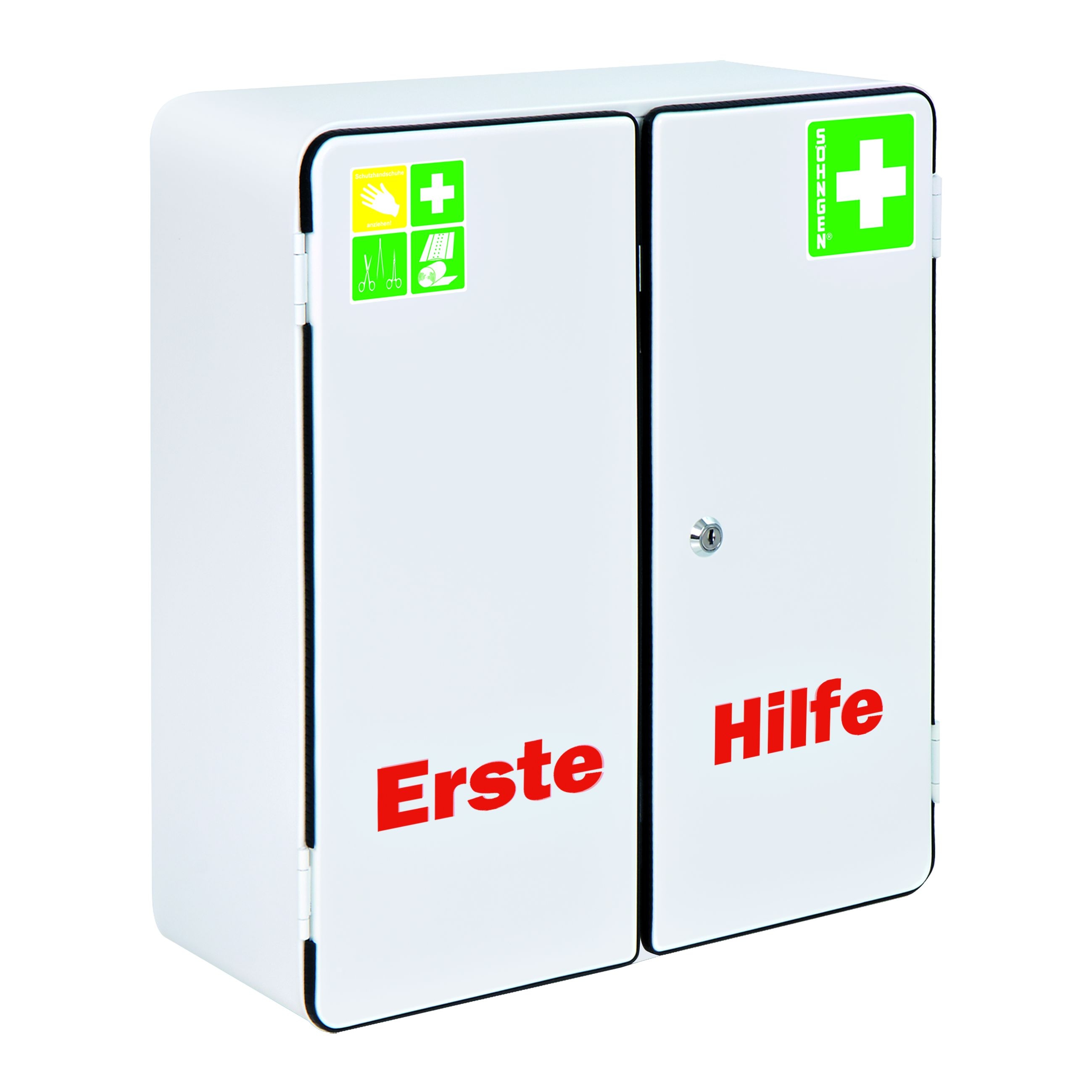 S&ouml;hngen Verbandschrank ROM + F&uuml;llung Standard zweit&uuml;riger Erste-Hilfe Schrank 