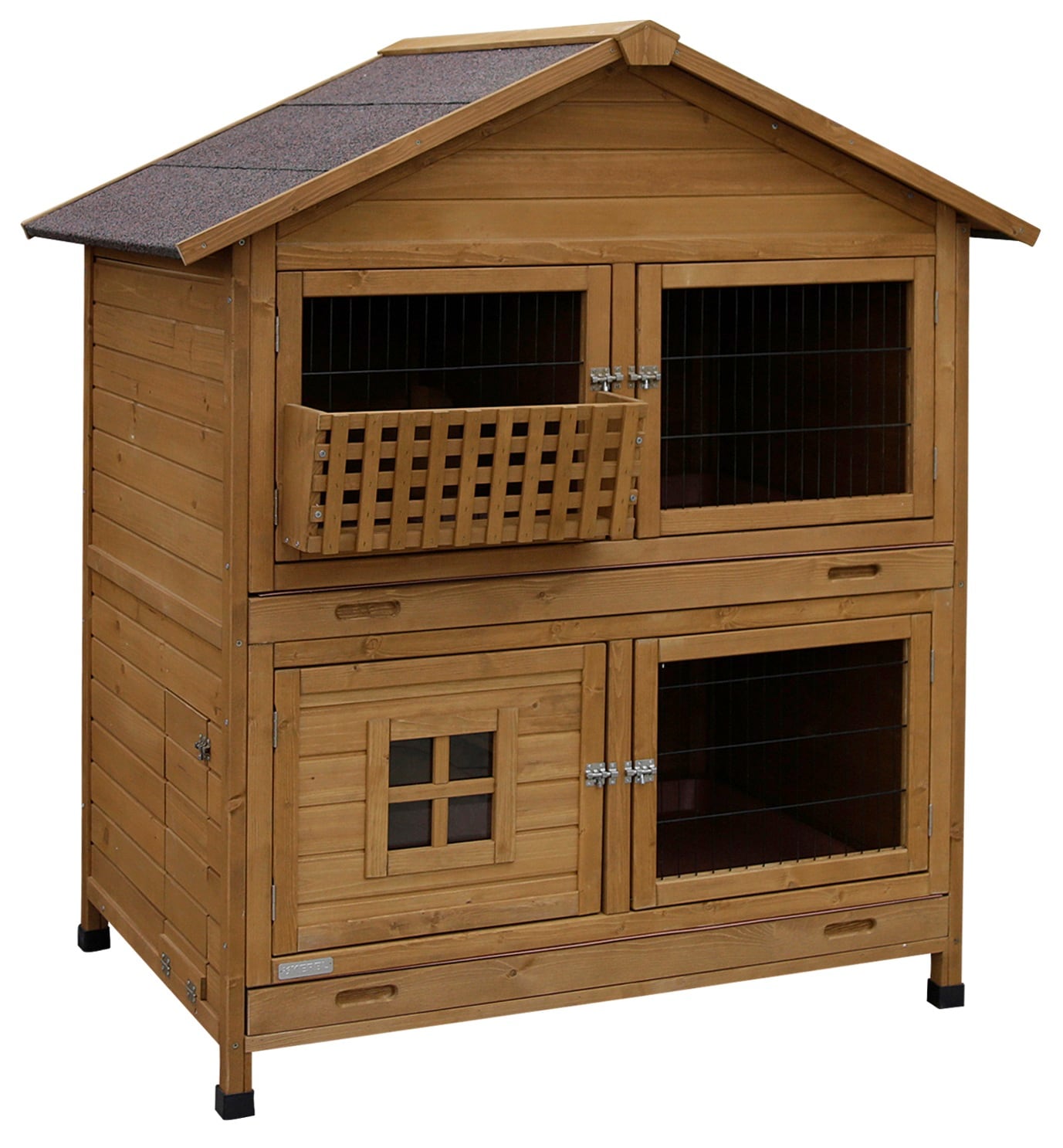 Kerbl Nagerstall S&uuml;dtirol f&uuml;r Kleintiere, 4 Frontt&uuml;ren, Hasenstall mit 2 Ebenen 