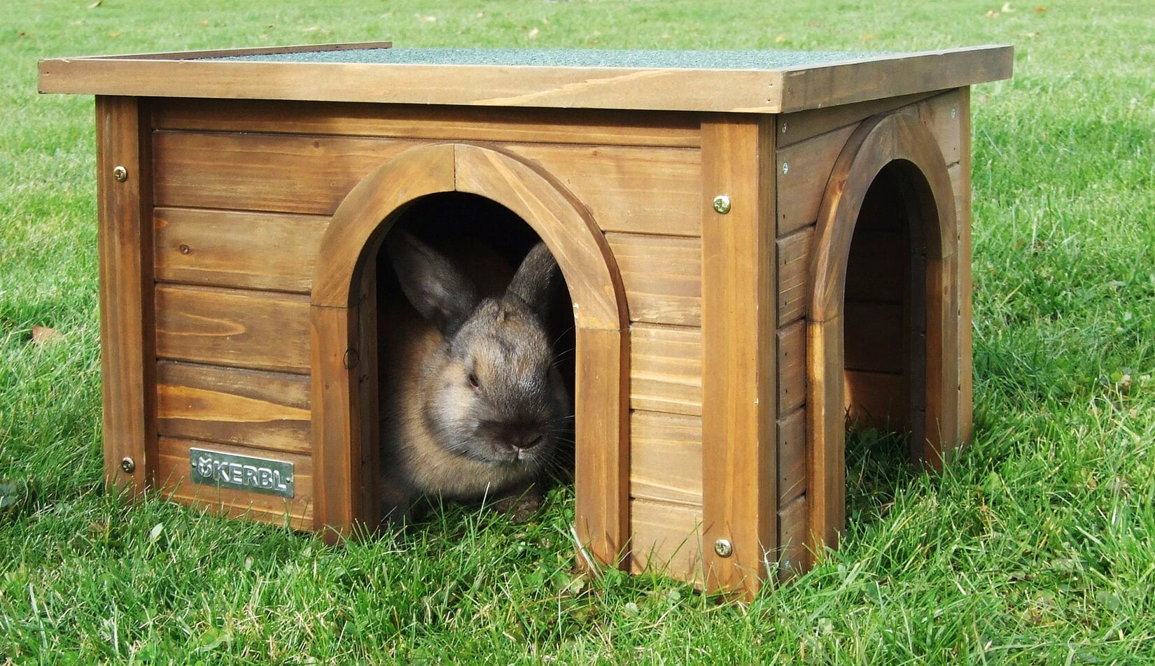 Nagerhaus für Kanninchen Haus aus Spießtanne zwei Eingänge