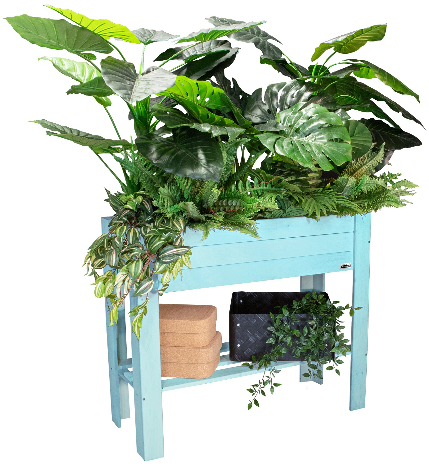 Hochbeet GreenBOX Light, Blumenkasten t&uuml;rkisblau 70x83x34,5cm WAGNER, Blumenbeet 