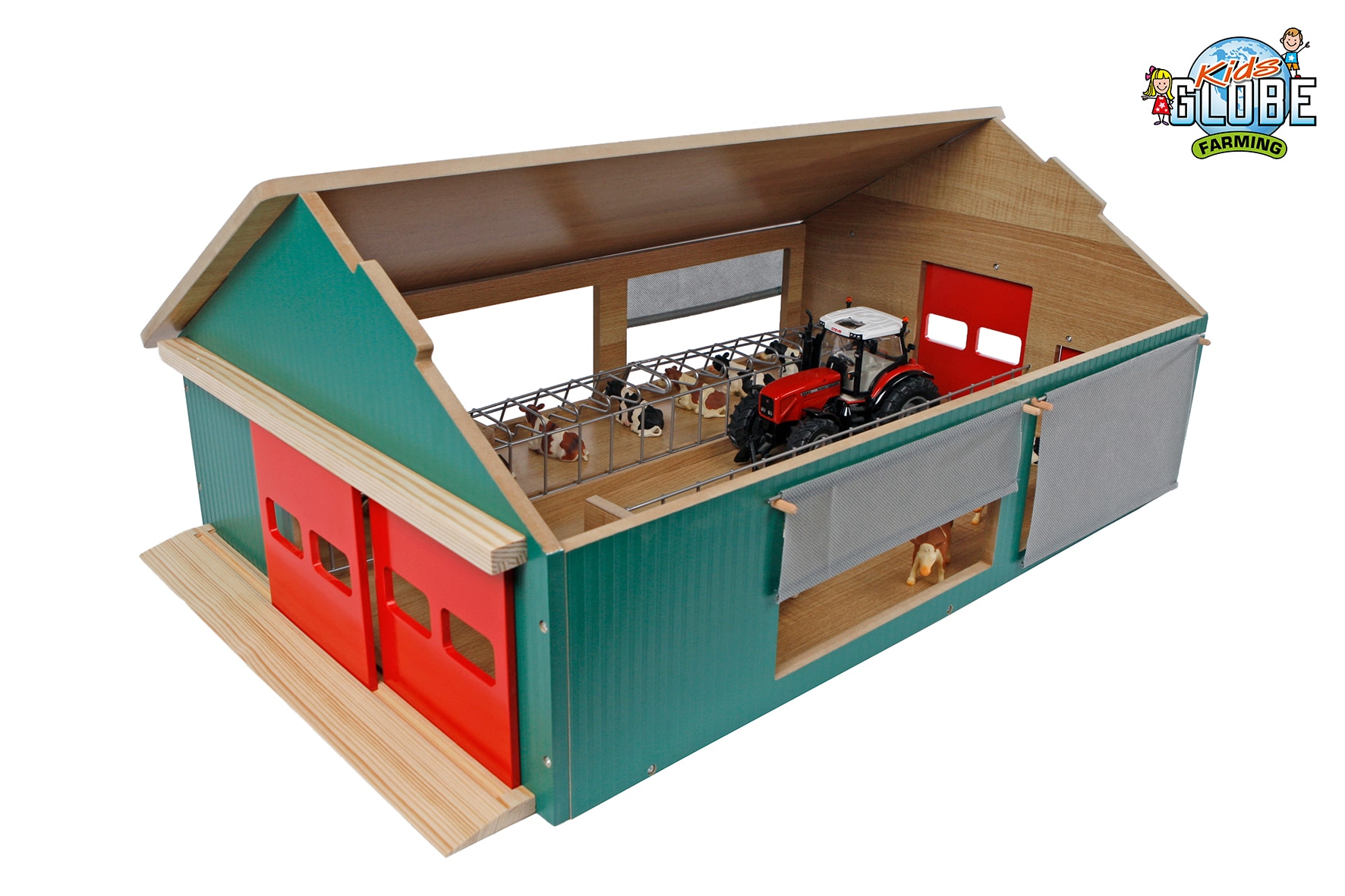 Kids Globe Stall mit beweglichen Elementen Holz Ma&szlig;stab 1:32 64 x 42.5 x 26.5 cm 