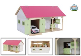 Kids Globe Pferdestall rosa 1:32 mit 2 Pferdeboxen 1 Lagerraum, ohne Pferde 