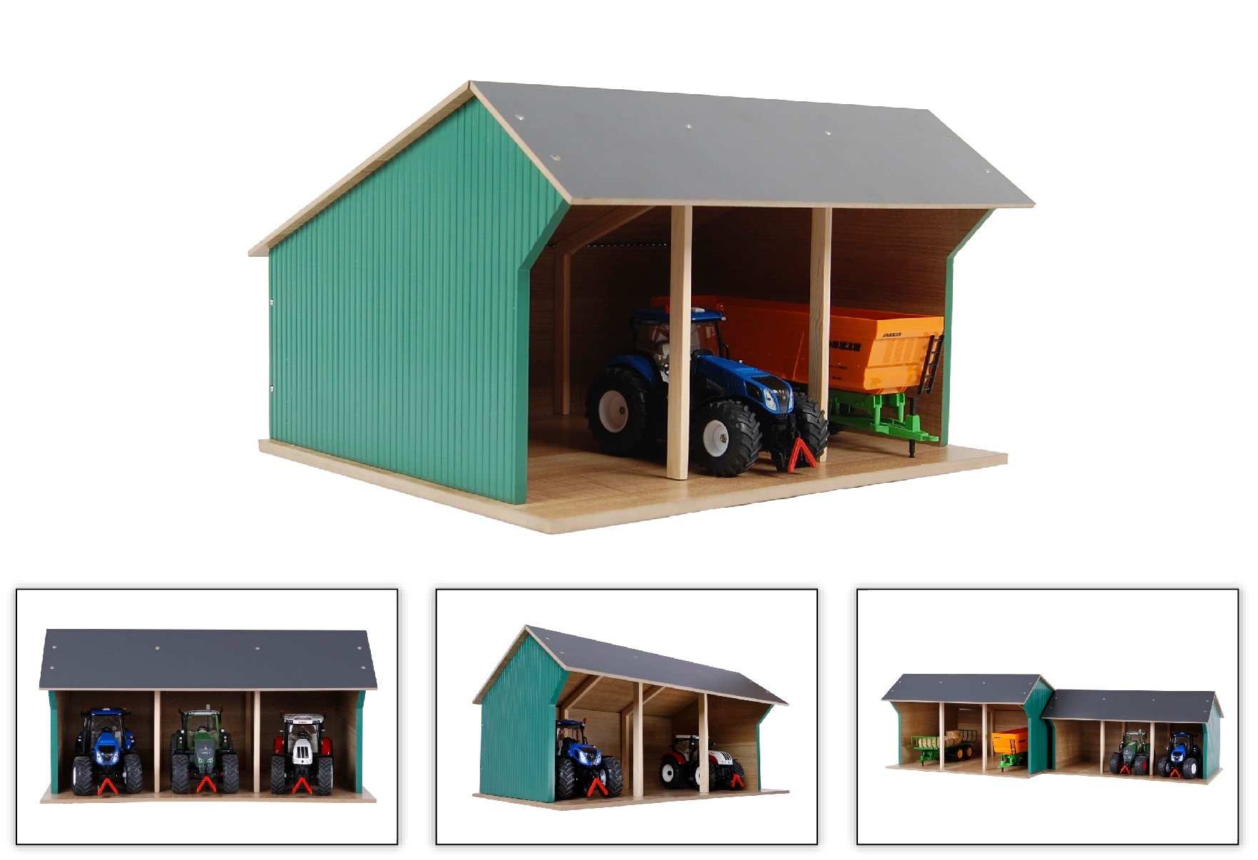 Kids Globe Fahrzeugschuppen 1:32 f&uuml;r bis zu 3 Fahrzeuge Ma&szlig;e 45x28x22 cm 