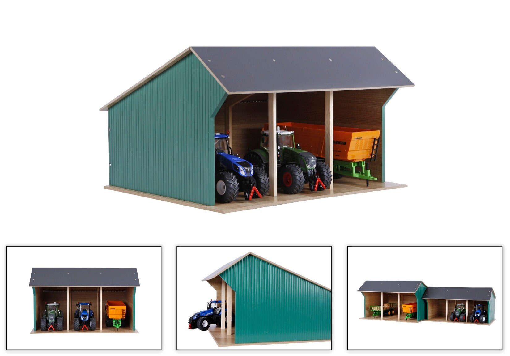 Kids Globe Fahrzeugschuppen 1:32 für bis zu 3 Fahrzeuge Maße 45x38x27 cm