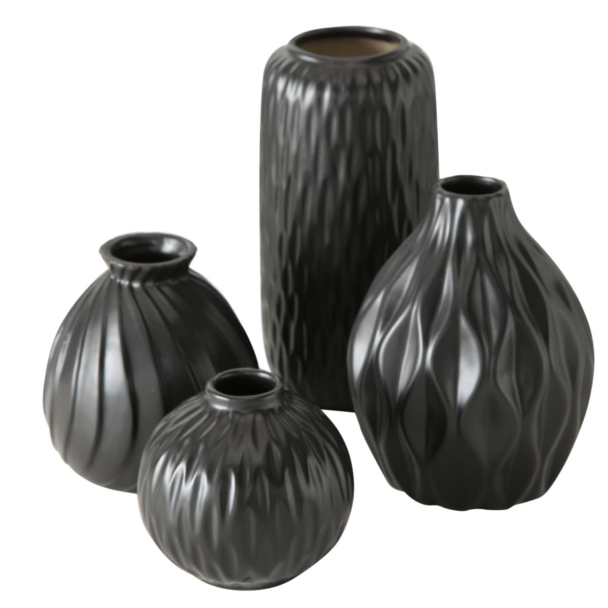 Boltze Vase Zalina 4-teilig schwarz, Blumenvase, Keramik Vase f&uuml;r Blumen 