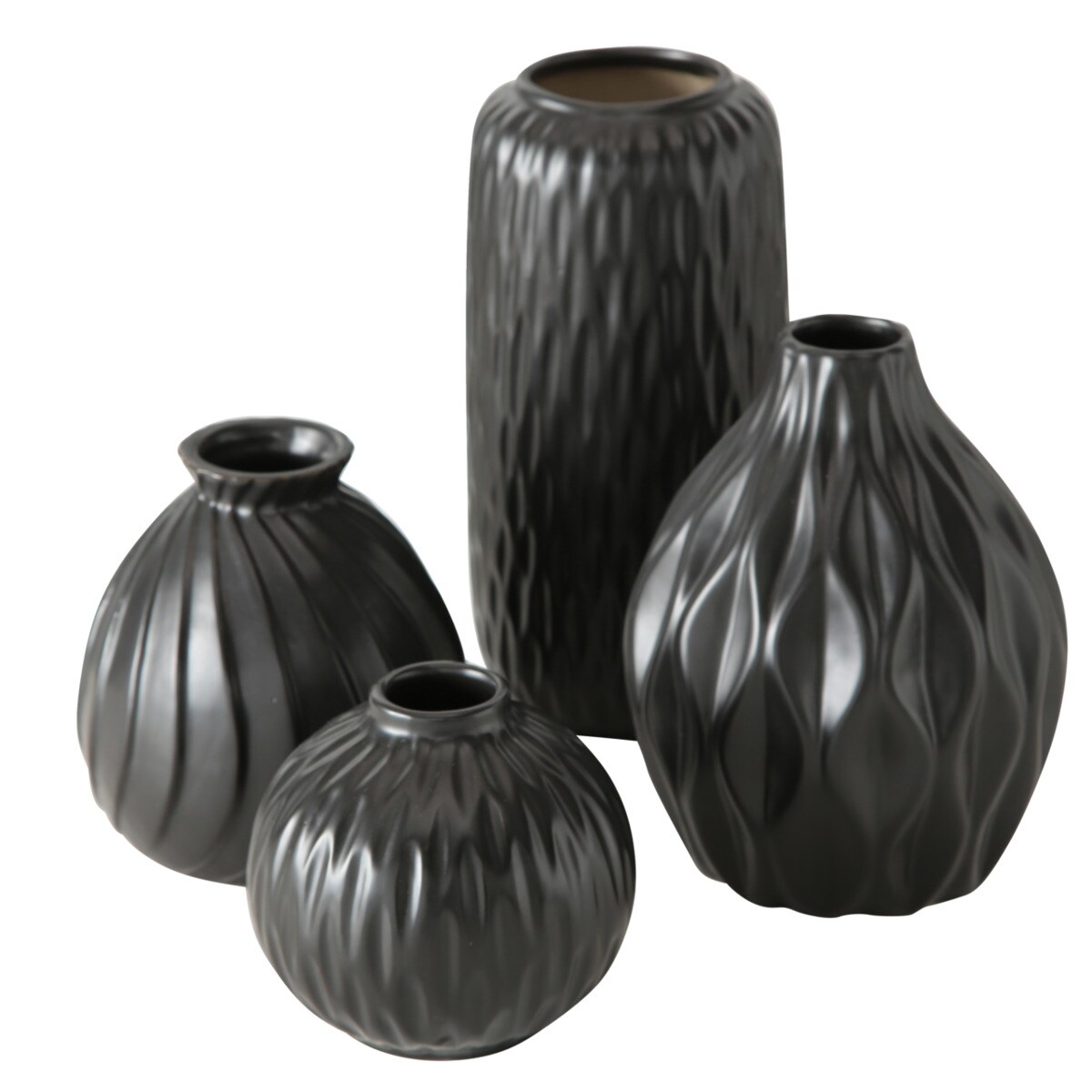 Boltze Vase Zalina 4-teilig schwarz, Blumenvase, Keramik Vase für Blumen