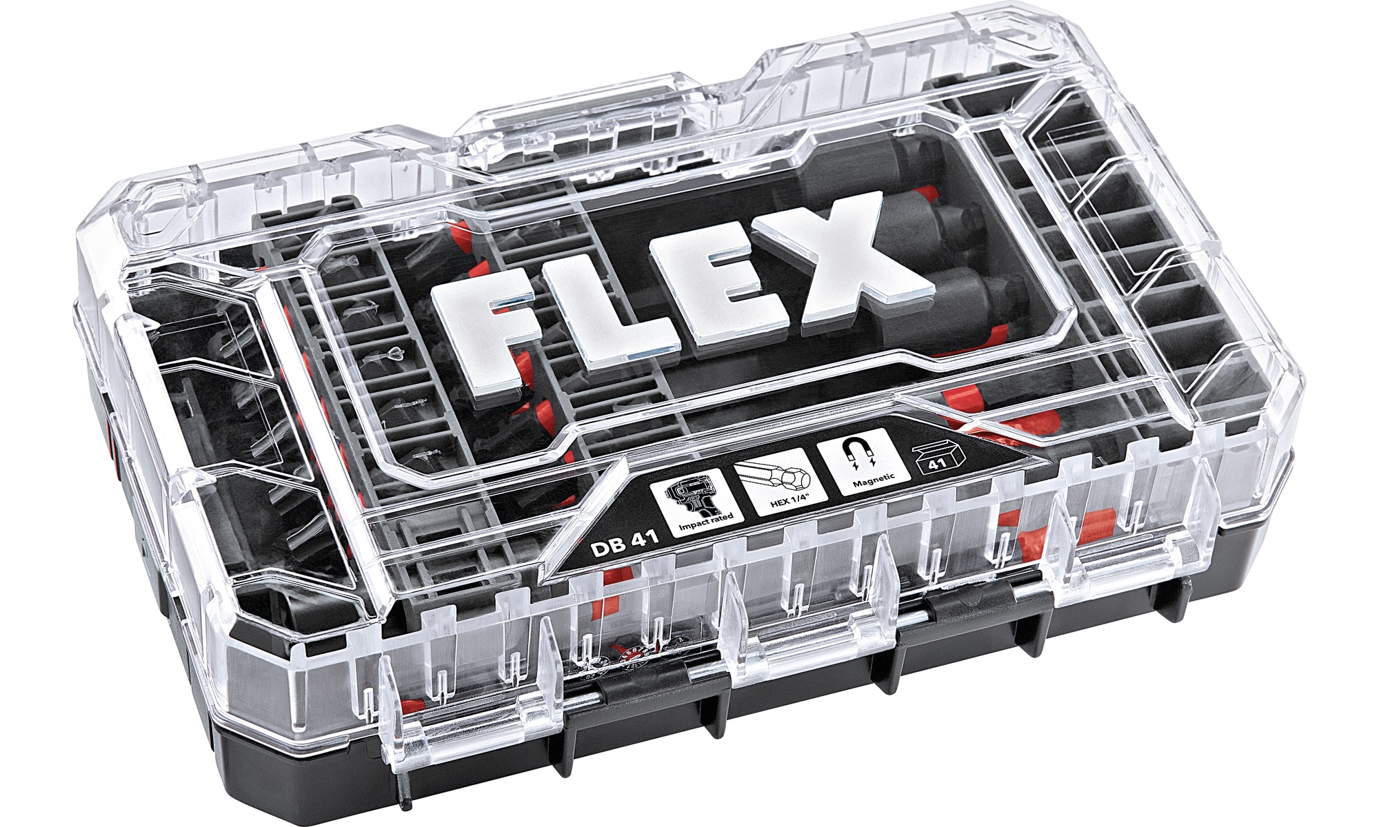 Flex Bitset DB 41 (41-teilig, mit Transportkoffer, verschlie&szlig;bar stapelbare Box) 