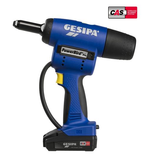GESIPA Akku Blindnietger&auml;t PowerBird Pro Gold Edition 20000 N mit  Akku 2,0 Ah 