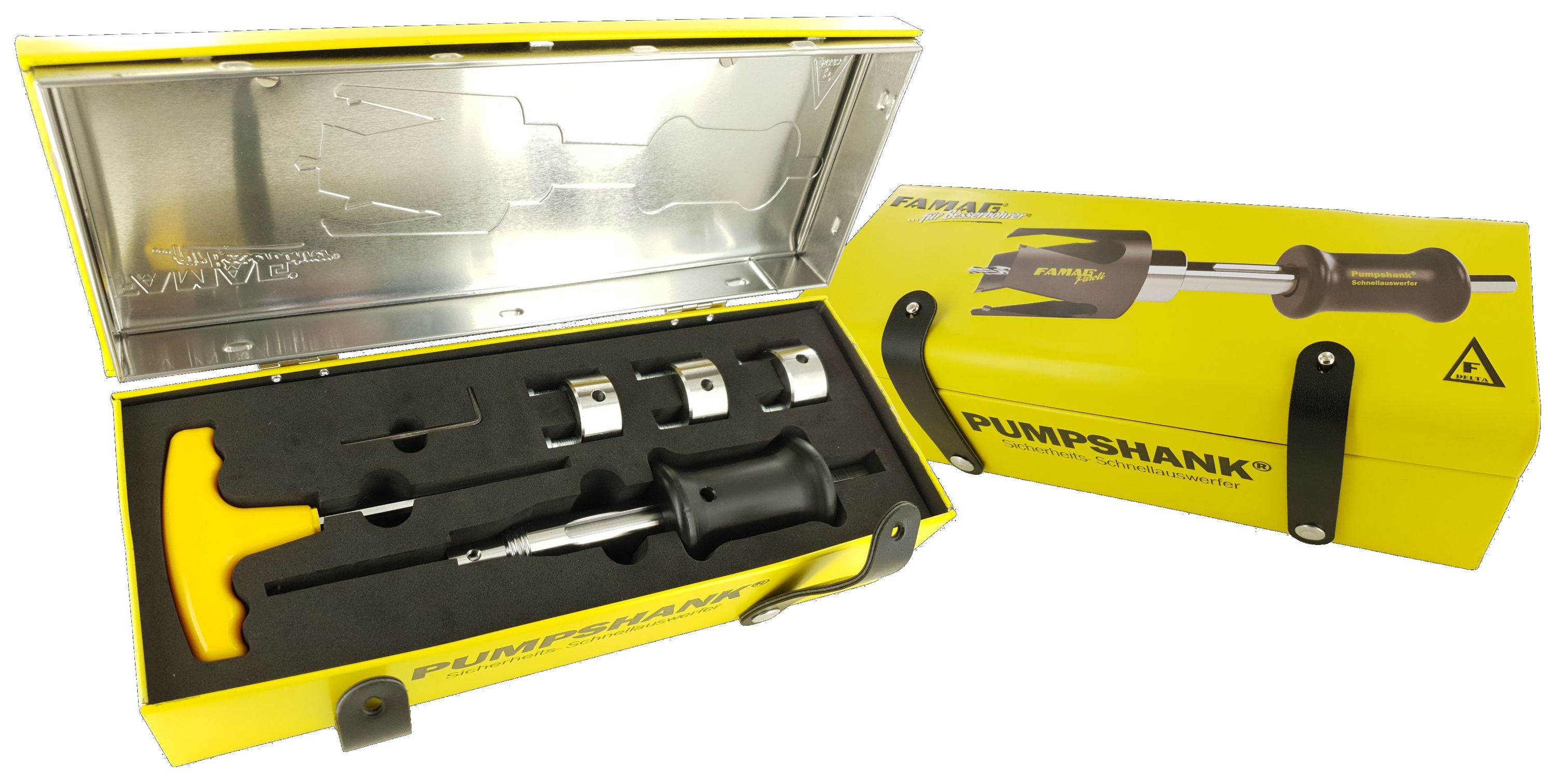 Famag Schnellauswerferschaft Pumpshank (f&uuml;r Lochs&auml;gen, inkl. 3 Adapter 