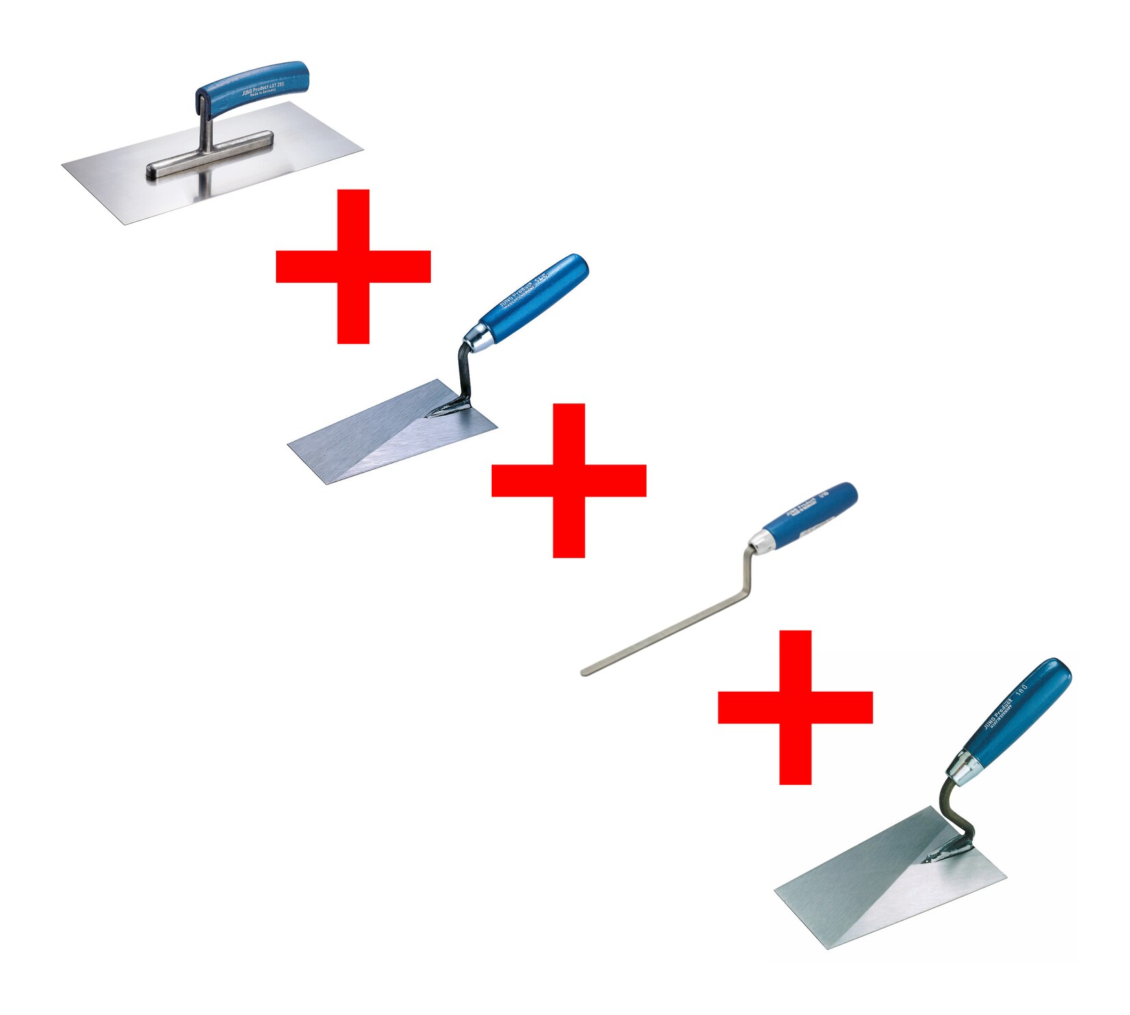 Henkelmann Kellen Set 4-tlg Maurerkelle, Putzkelle, Fugenkelle, Glättekelle