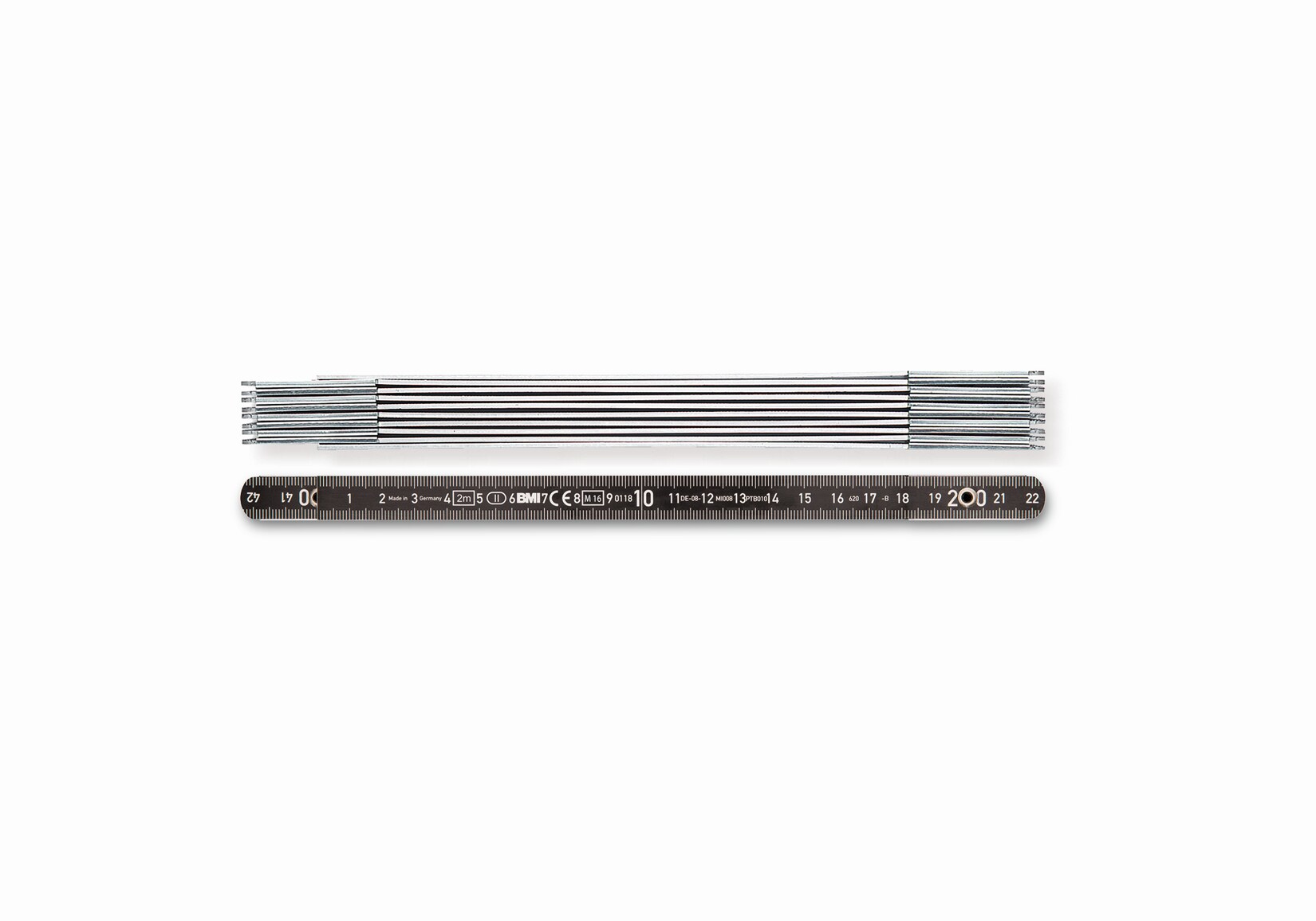 BMI Aluminiumgliedermaßstab, 1 m, Gliederstärke 1,4 mm, Maßstab, Teilung silber
