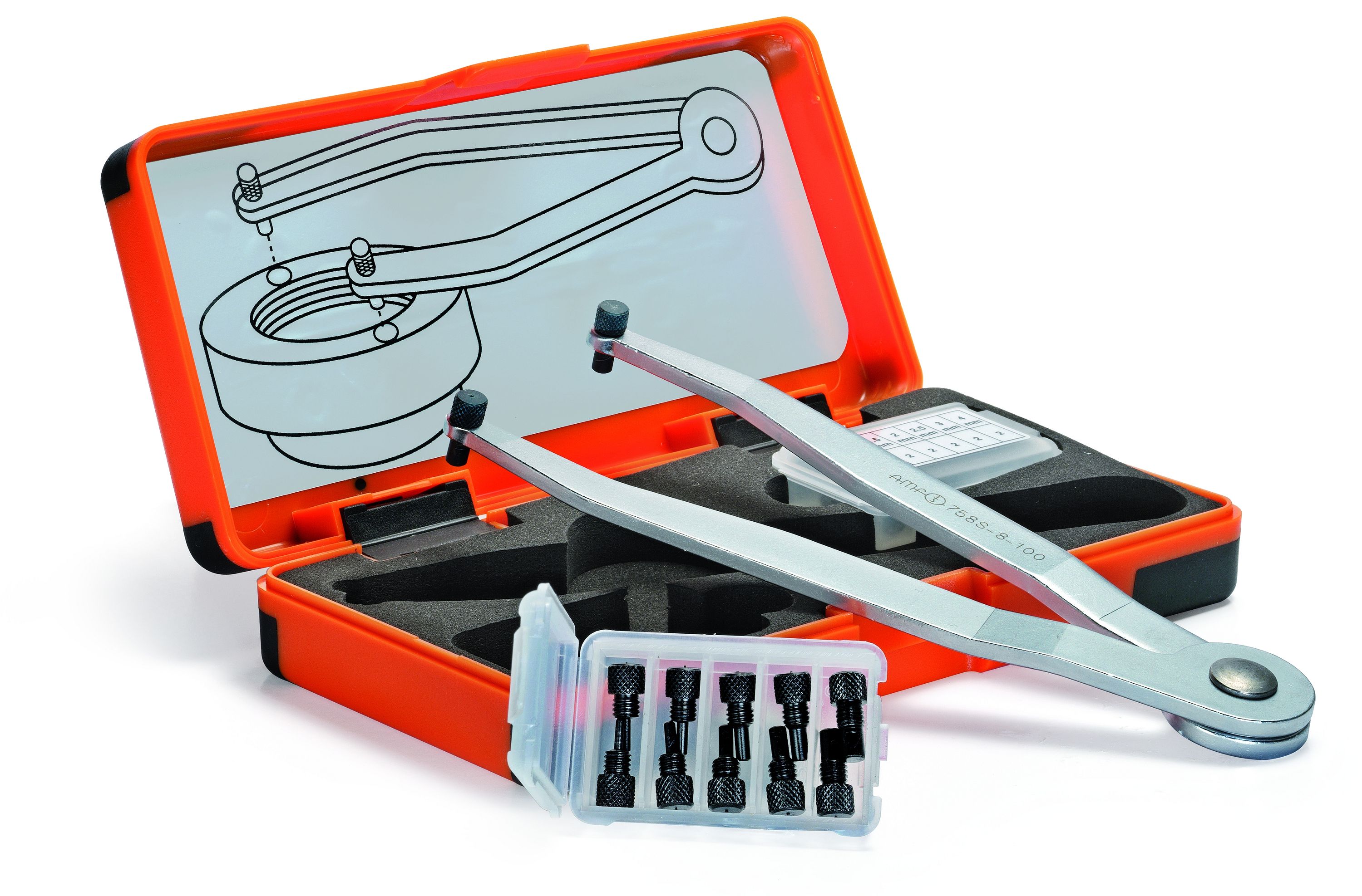 AMF Verstellbarer Stirnlochschl&uuml;ssel-Sat, in Zweikomponenten-Box, f&uuml;r Monteure 