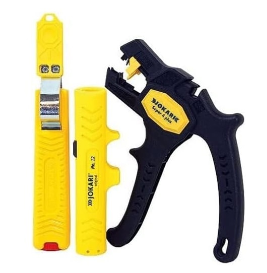 Jokari Kabelverarbeitungs-Set + Kabelmesser Kabel-Entmanteler und Abisolierzange 